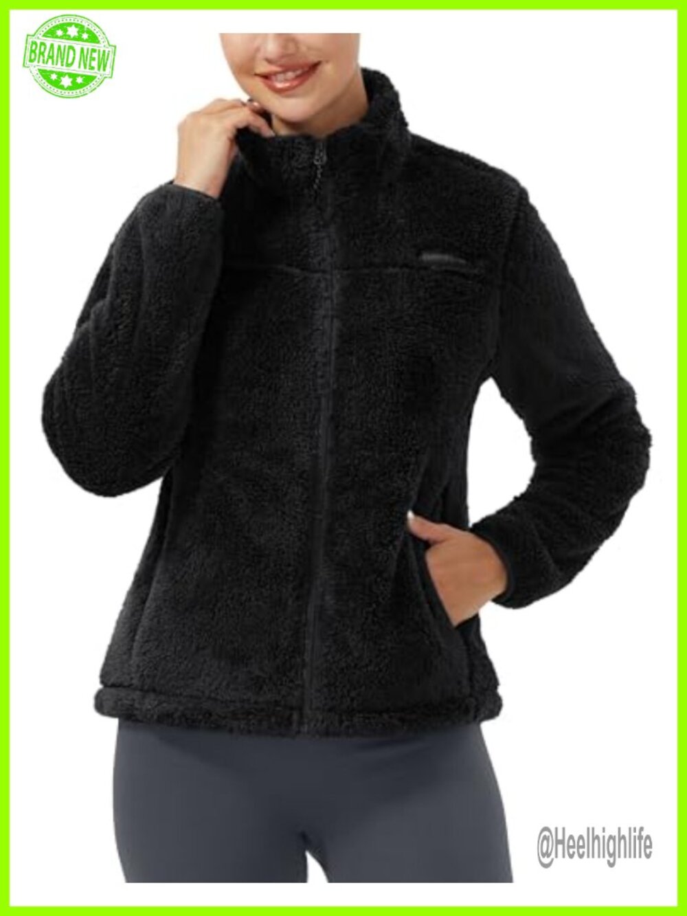 Fuzzy Fleece Jacket Lightweight Full Zip Warm Soft Coat for Spring Fall Winter